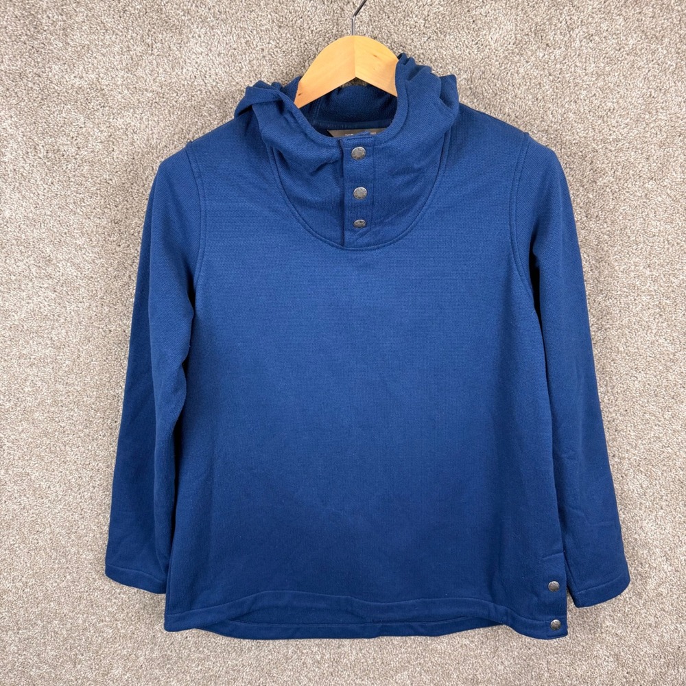 The North Face Womens Fleece Hoodie Pullover Blue‎ Large Snap Neck